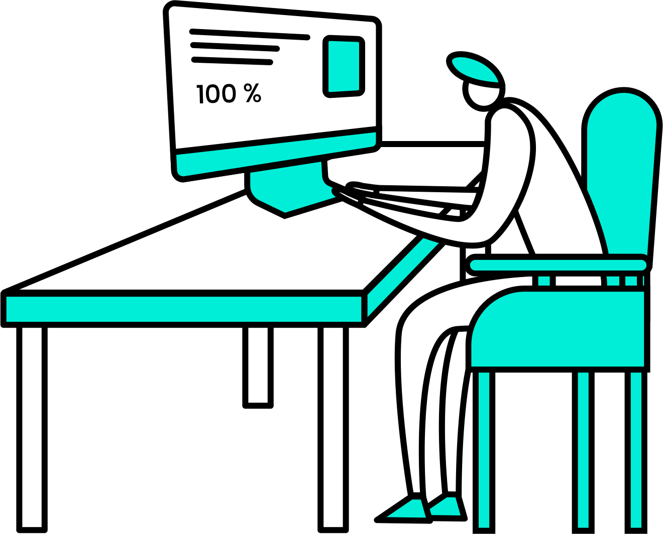 Man working on computer at desk.