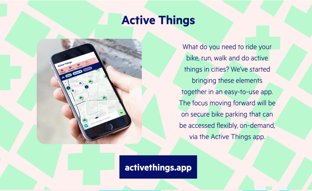 Active Things app for finding bicycle parking in the city.